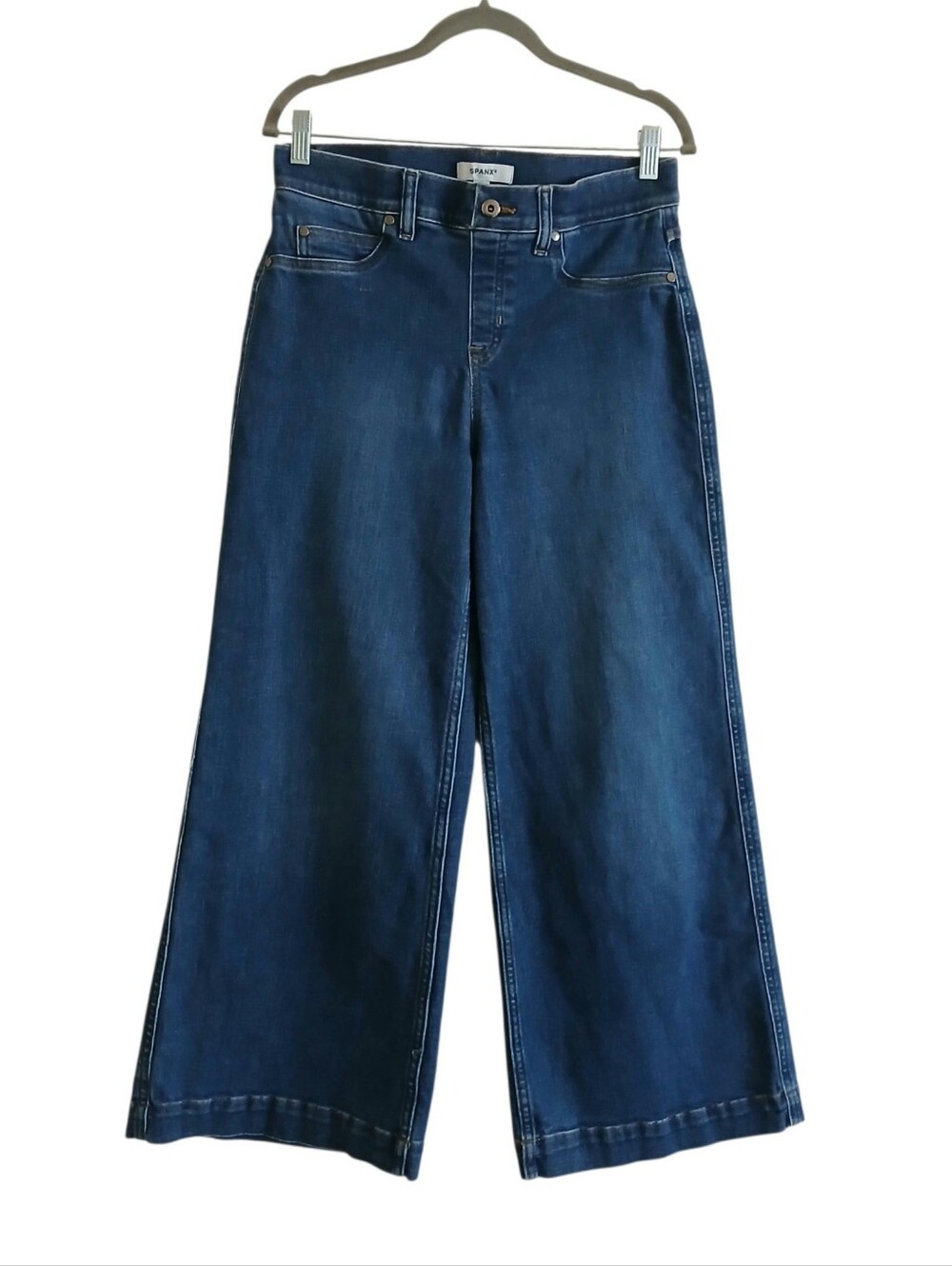 Spanx Spanxshape Everywhere Tummy Control Wide Leg High Rise Cropped Jeans M